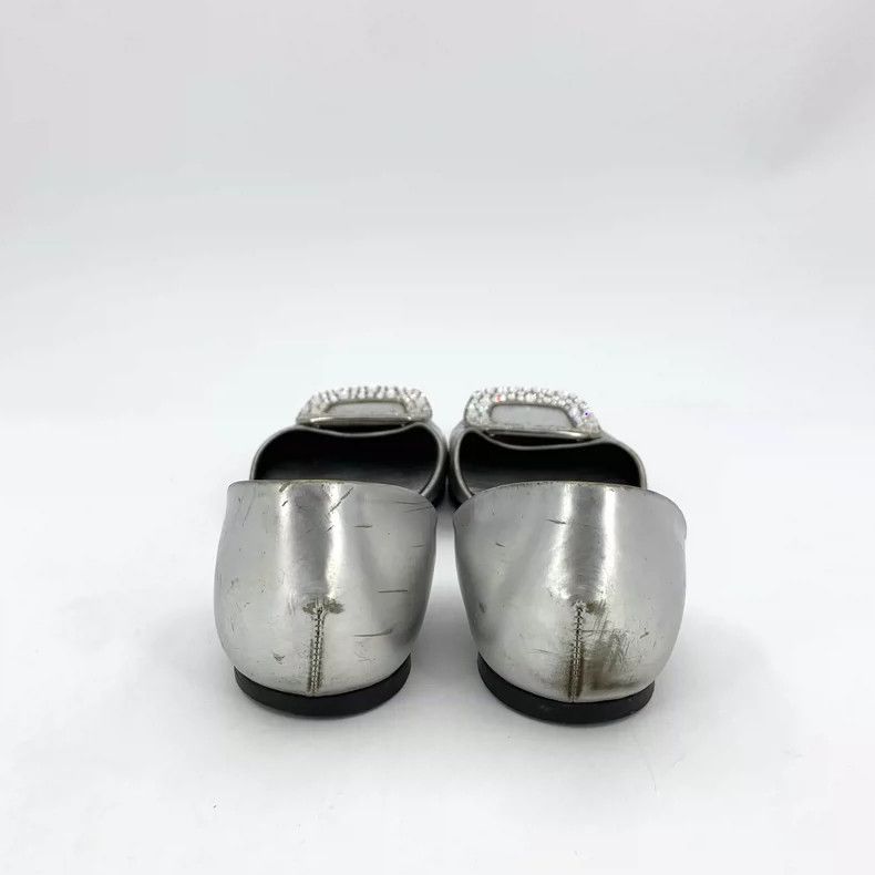 Roger Vivier Silver Rhinestone Flat Shoes by Roger Vivier Size US 7 / IT 37 - 4 Thumbnail