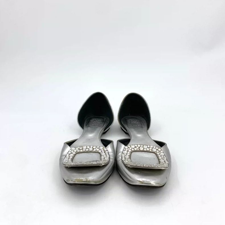 Roger Vivier Silver Rhinestone Flat Shoes by Roger Vivier Size US 7 / IT 37 - 3 Thumbnail