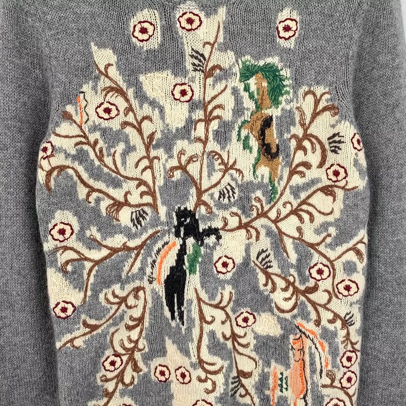 Dior Christian Dior Gray Embroidered Cashmere Sweater Size XS / US 0-2 / IT 36-38 - 4 Thumbnail