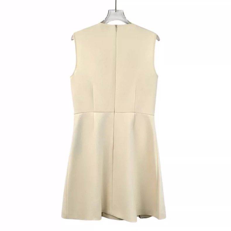 Valentino Valentino Beige Sleeveless Dress with Buttons Size L / US 10 / IT 46 - 2 Thumbnail