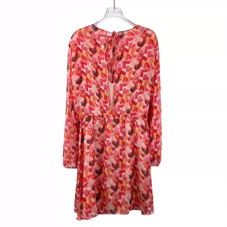 Valentino Valentino Red Heart Polka Dot Long Sleeve Dress Size XL / US 12-14 / IT 48-50 - 2 Thumbnail