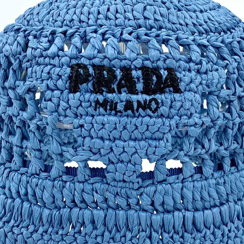 Prada Prada Blue Logo Knit Bucket Hat Size ONE SIZE - 4 Thumbnail