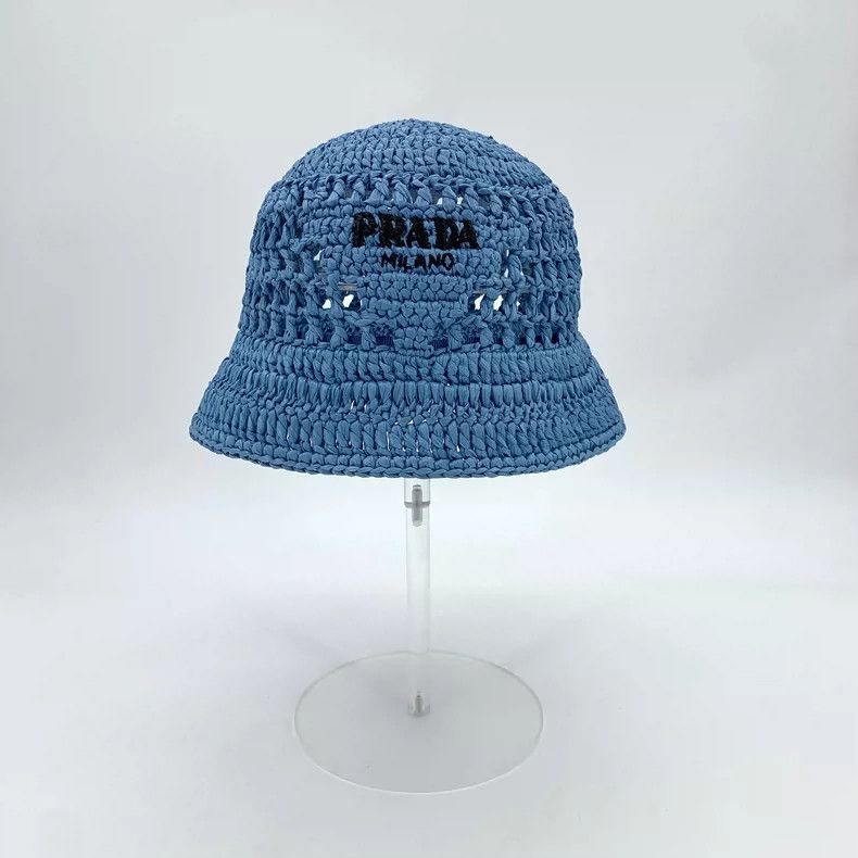 Prada Prada Blue Logo Knit Bucket Hat Size ONE SIZE - 3 Thumbnail