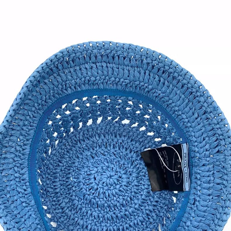 Prada Prada Blue Logo Knit Bucket Hat Size ONE SIZE - 7 Thumbnail