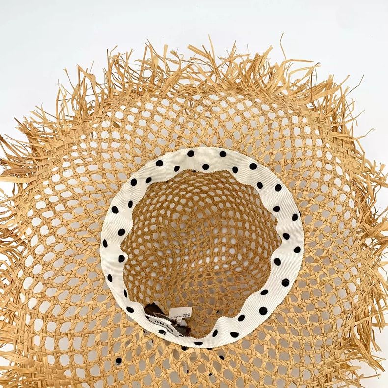Miu Miu MiuMiu Yellow Polka Dot Straw Hat Size ONE SIZE - 7 Thumbnail