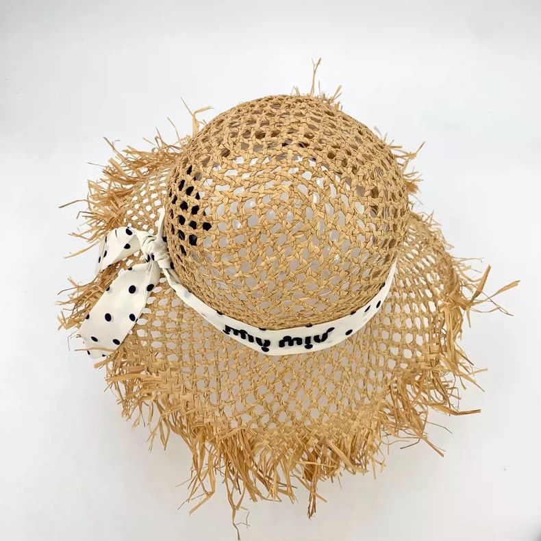 Miu Miu MiuMiu Yellow Polka Dot Straw Hat Size ONE SIZE - 6 Thumbnail