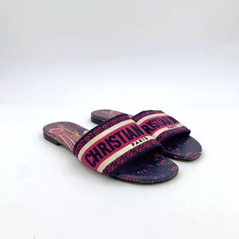 Dior Dior Multi-Color Logo Flat Slide Sandals Size US 5 / IT 35 - 2 Thumbnail