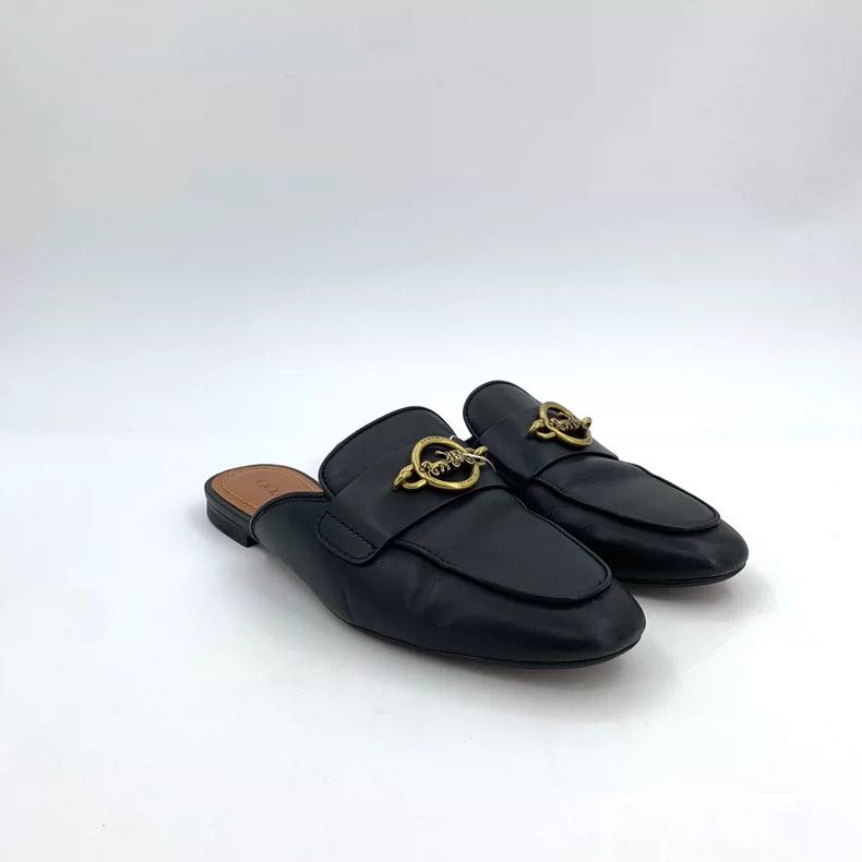 Coach Black Leather Slip-On Shoes with Buckle Size US 7 / IT 37 - 2 Thumbnail