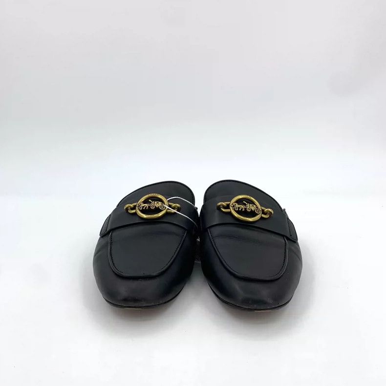 Coach Black Leather Slip-On Shoes with Buckle Size US 7 / IT 37 - 3 Thumbnail