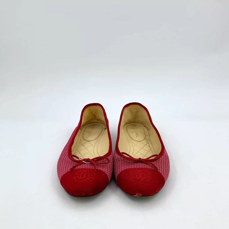 Chanel Chanel Red Bow Flat Shoes Size 38 Size US 8 / IT 38 - 3 Thumbnail