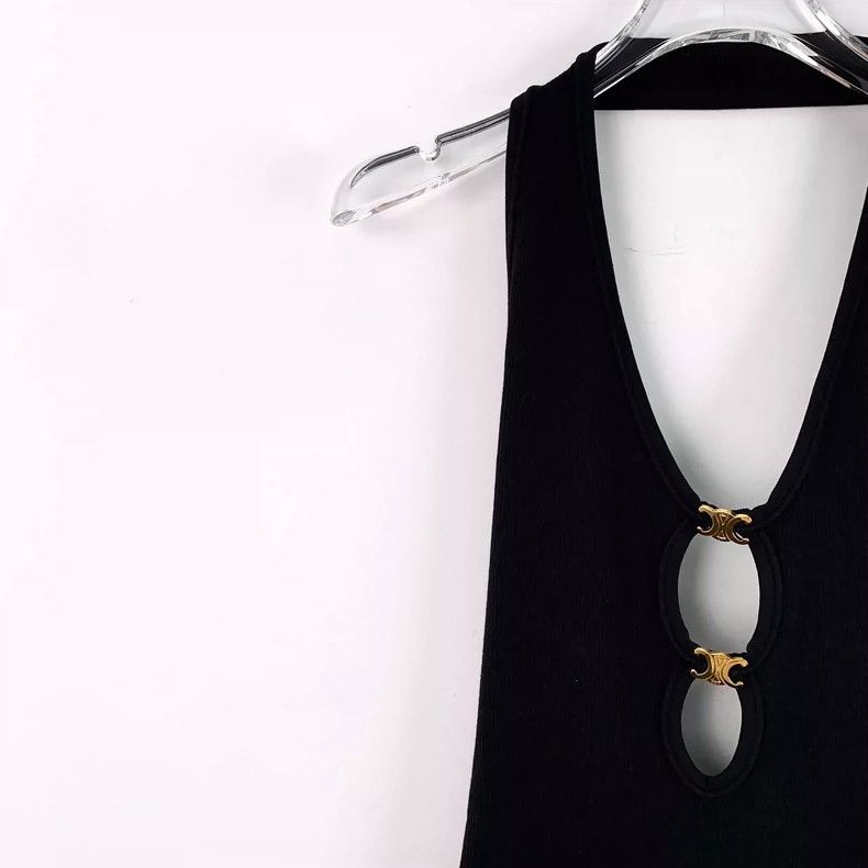 Celine Celine Black Silk Sleeveless Dress with Back Cutout Size L / US 10 / IT 46 - 3 Thumbnail