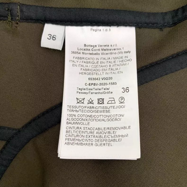 Bottega Veneta Bottega Veneta Green Cotton Long Sleeve Coat Size XS / US 0-2 / IT 36-38 - 8 Thumbnail