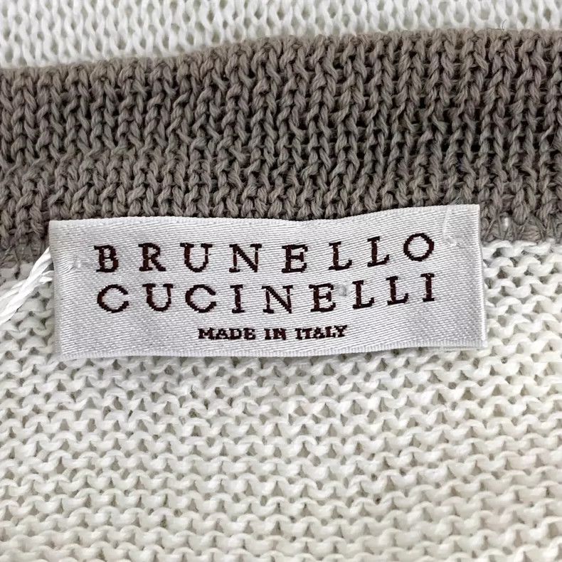 Brunello Cucinelli Brunello Cucinelli White V-Neck Cotton Knit Top Size L / US 10 / IT 46 - 5 Thumbnail