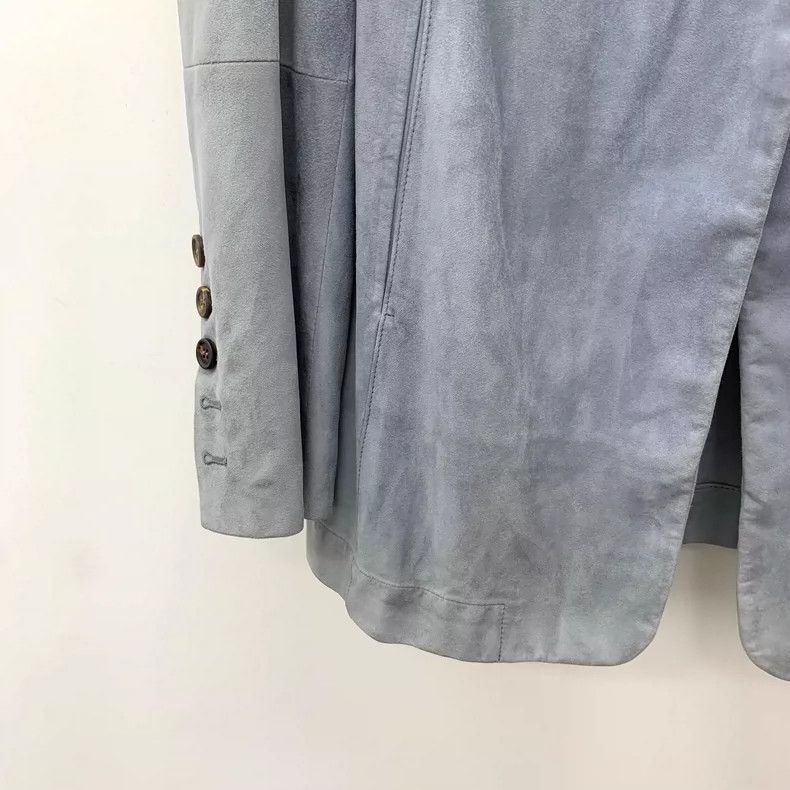 Brunello Cucinelli Brunello Cucinelli Blue Leather Blazer Jacket Size L / US 10 / IT 46 - 4 Thumbnail