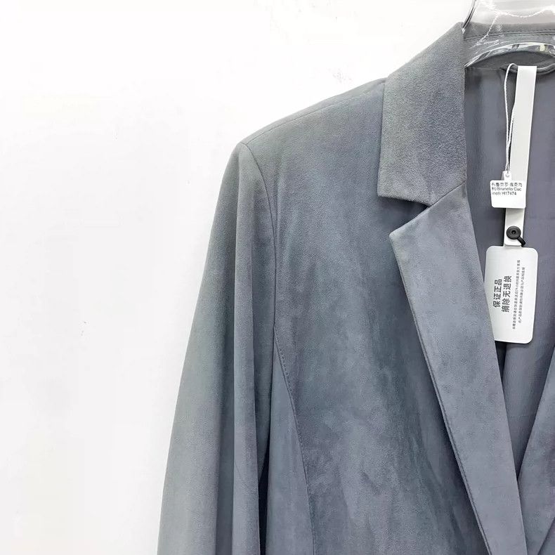 Brunello Cucinelli Brunello Cucinelli Blue Leather Blazer Jacket Size L / US 10 / IT 46 - 3 Thumbnail
