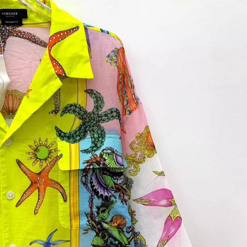 Versace Versace Multicolor Starfish Print Short Sleeve Shirt Size L / US 10 / IT 46 - 3 Thumbnail