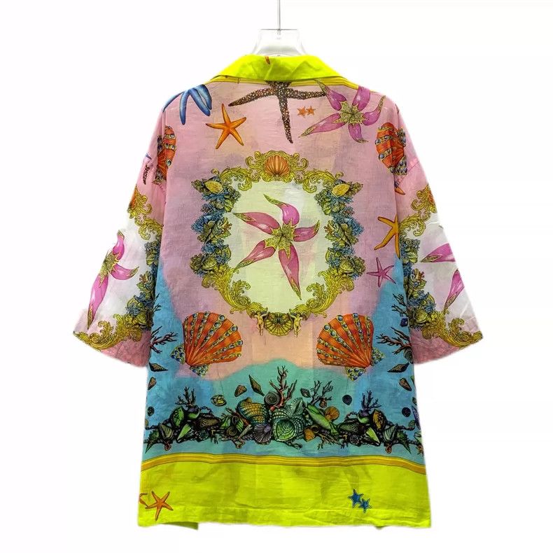 Versace Versace Multicolor Starfish Print Short Sleeve Shirt Size L / US 10 / IT 46 - 2 Thumbnail