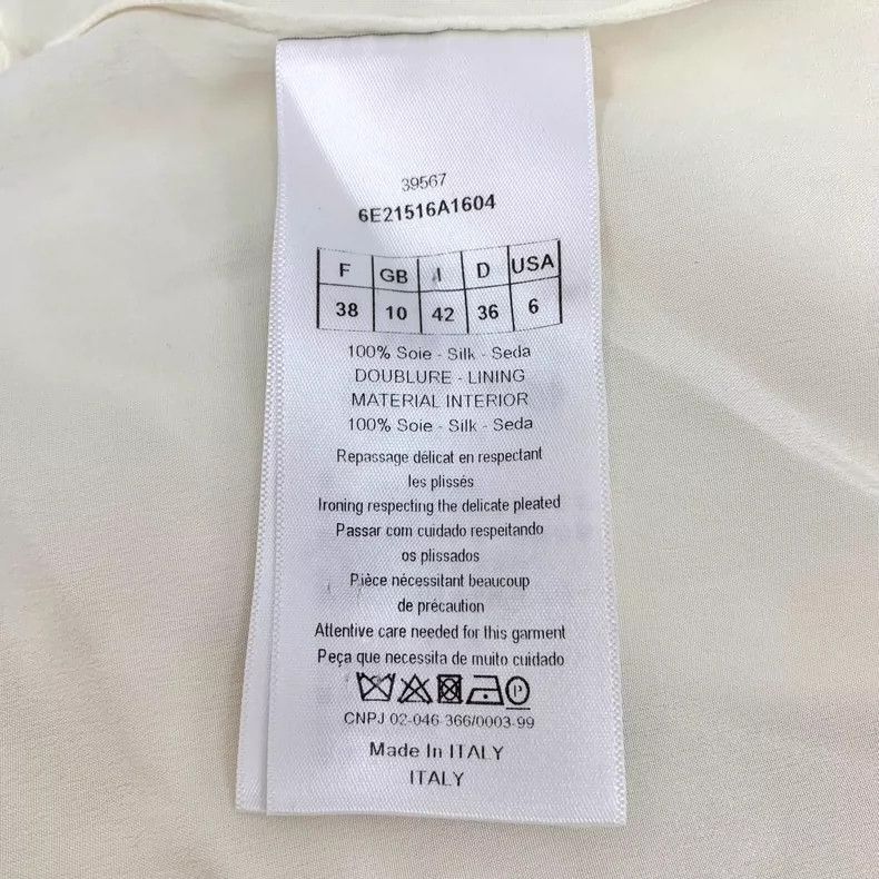 Dior Christian Dior Ivory Silk Long Sleeve Dress Shirt Size S / US 4 / IT 40 - 6 Thumbnail