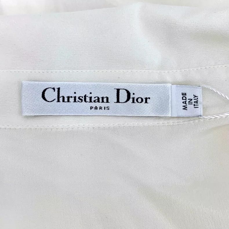 Dior Christian Dior Ivory Silk Long Sleeve Dress Shirt Size S / US 4 / IT 40 - 5 Thumbnail