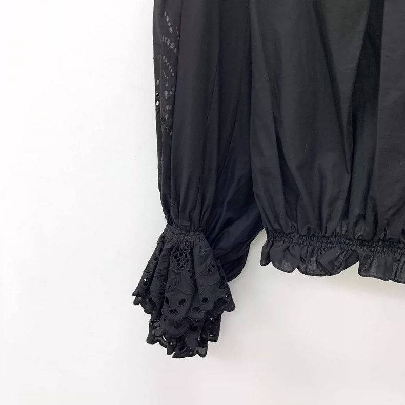 Chloe Black Lace Long Sleeve Blouse by Chloe Size S / US 4 / IT 40 - 4 Thumbnail