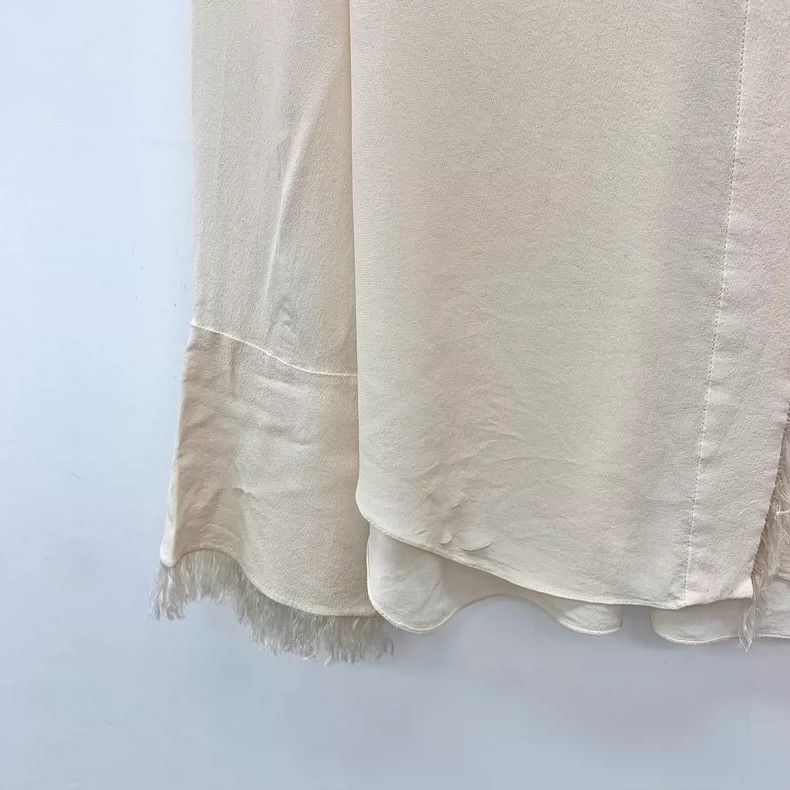 Chloe Chloe Beige Fringe Collar Silk Shirt Size S / US 4 / IT 40 - 4 Thumbnail