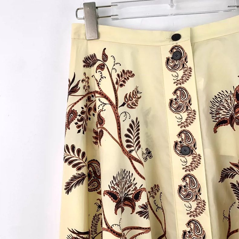 Dior Beige Floral Print Cotton Midi Skirt Size 36" / US 14 / IT 50 - 3 Thumbnail