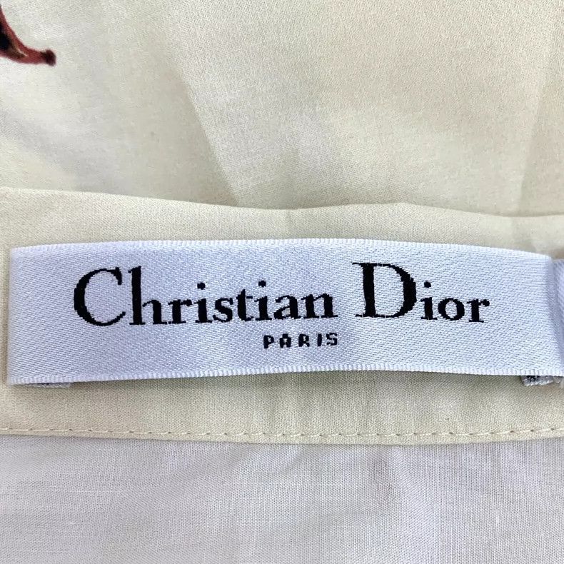 Dior Beige Floral Print Cotton Midi Skirt Size 36" / US 14 / IT 50 - 5 Thumbnail