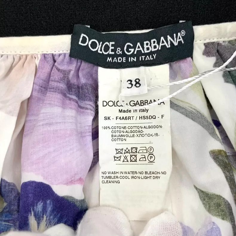 Dolce & Gabbana Colorful Floral Print Pleated Cotton Skirt Size 38" / US 16 / IT 52 - 5 Thumbnail