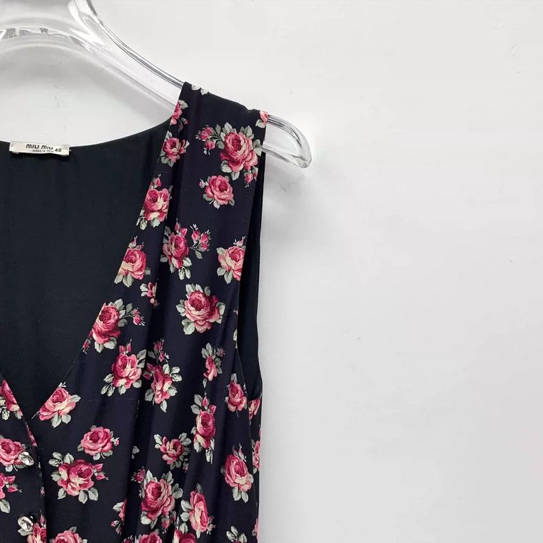 Miu Miu MiuMiu Floral V-Neck Sleeveless Dress Size M / US 6-8 / IT 42-44 - 3 Thumbnail