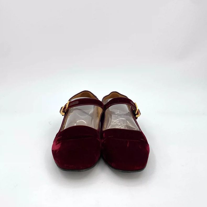 The Row Burgundy Velvet Mary Jane Flat Shoes Size US 9 / IT 39 - 3 Thumbnail
