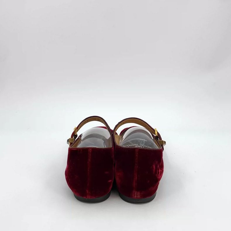 The Row Burgundy Velvet Mary Jane Flat Shoes Size US 9 / IT 39 - 4 Thumbnail