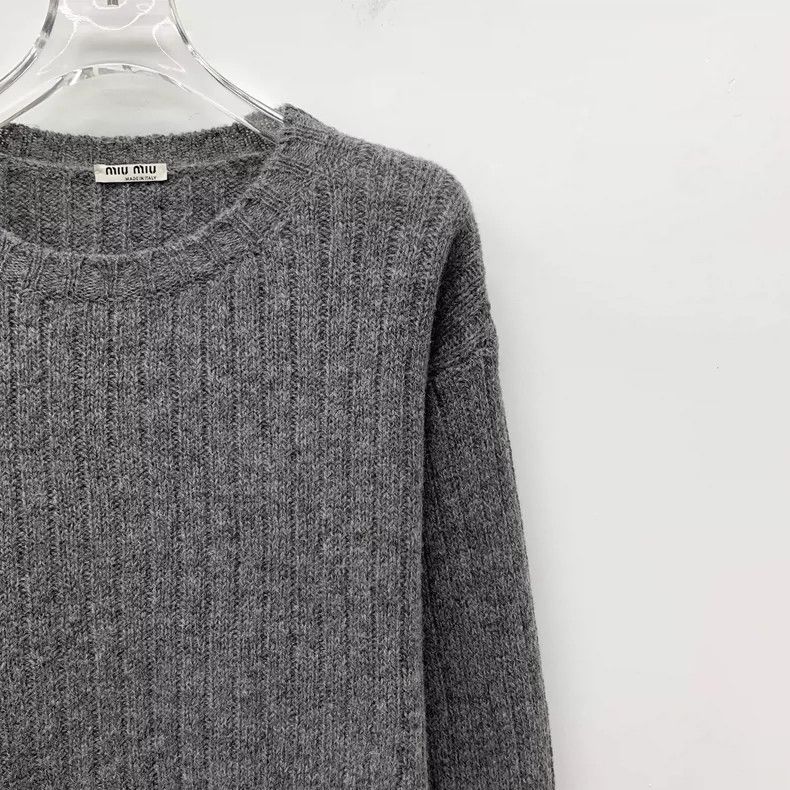 Prada MiuMiu Dark Gray Asymmetric Knit Sweater Size S / US 4 / IT 40 - 3 Thumbnail