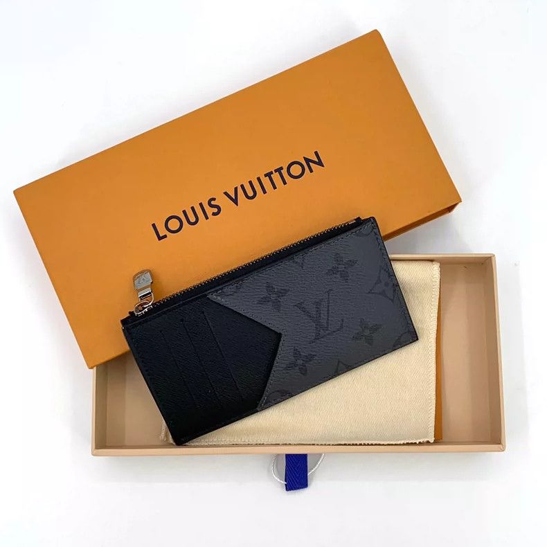 Louis Vuitton Louis Vuitton Black Gray Logo Leather Wallet Size ONE SIZE - 8 Thumbnail