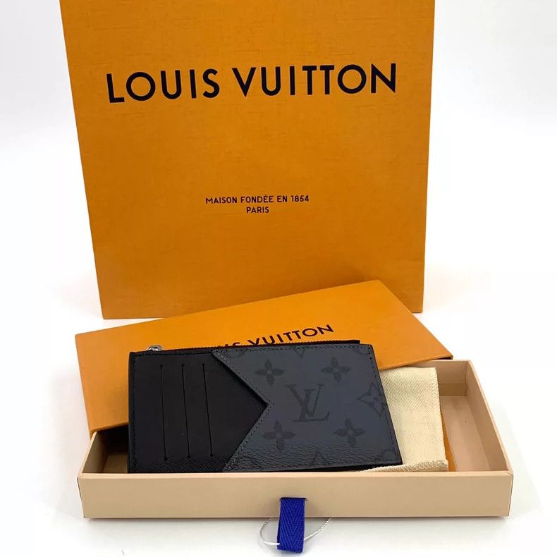 Louis Vuitton Louis Vuitton Black Gray Logo Leather Wallet Size ONE SIZE - 9 Thumbnail