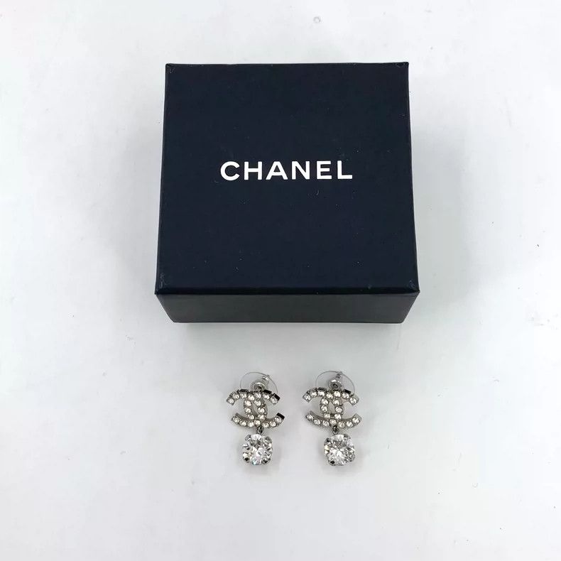 Chanel Chanel Silver CC Crystal Pendant Earrings Size ONE SIZE - 6 Thumbnail