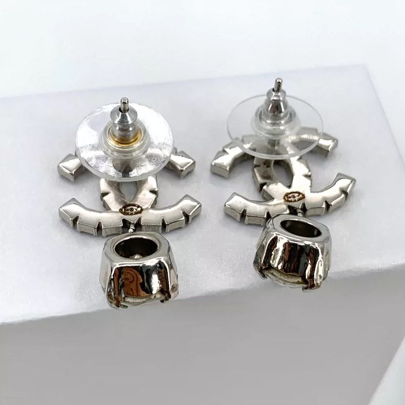 Chanel Chanel Silver CC Crystal Pendant Earrings Size ONE SIZE - 2 Thumbnail