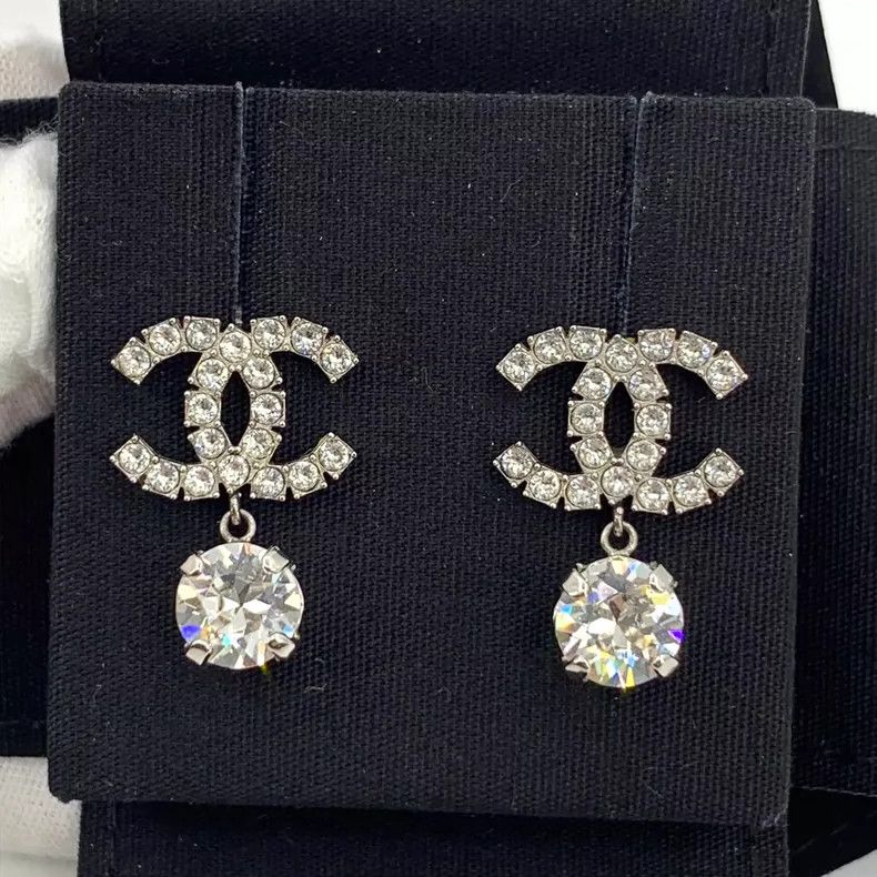 Chanel Chanel Silver CC Crystal Pendant Earrings Size ONE SIZE - 4 Thumbnail