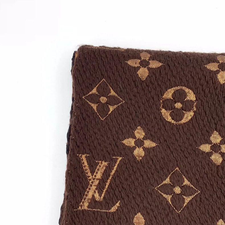 Louis Vuitton Louis Vuitton Brown Logo Wool Fringe Scarf Size ONE SIZE - 3 Thumbnail