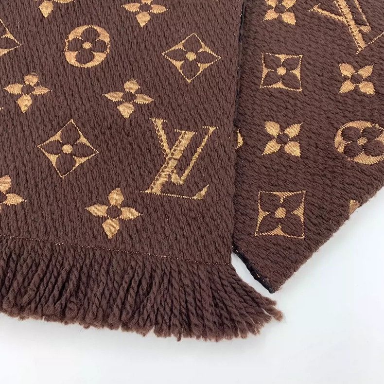 Louis Vuitton Louis Vuitton Brown Logo Wool Fringe Scarf Size ONE SIZE - 5 Thumbnail
