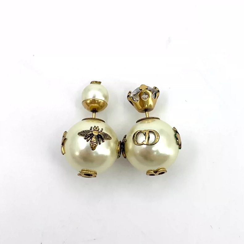 Dior Dior Gold Pearl Bee Letter Earrings Size ONE SIZE - 4 Thumbnail