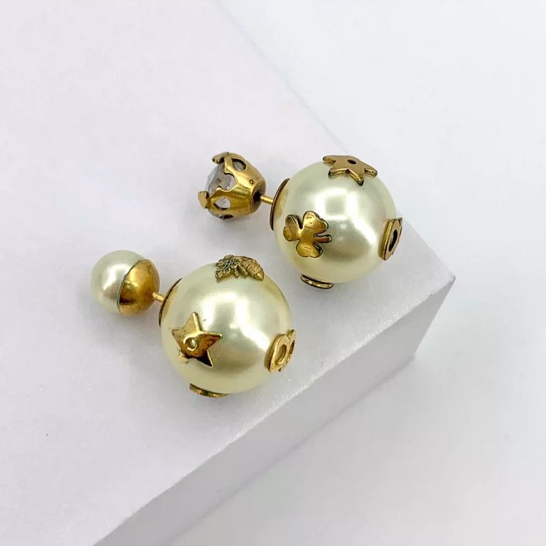 Dior Dior Gold Pearl Bee Letter Earrings Size ONE SIZE - 2 Thumbnail
