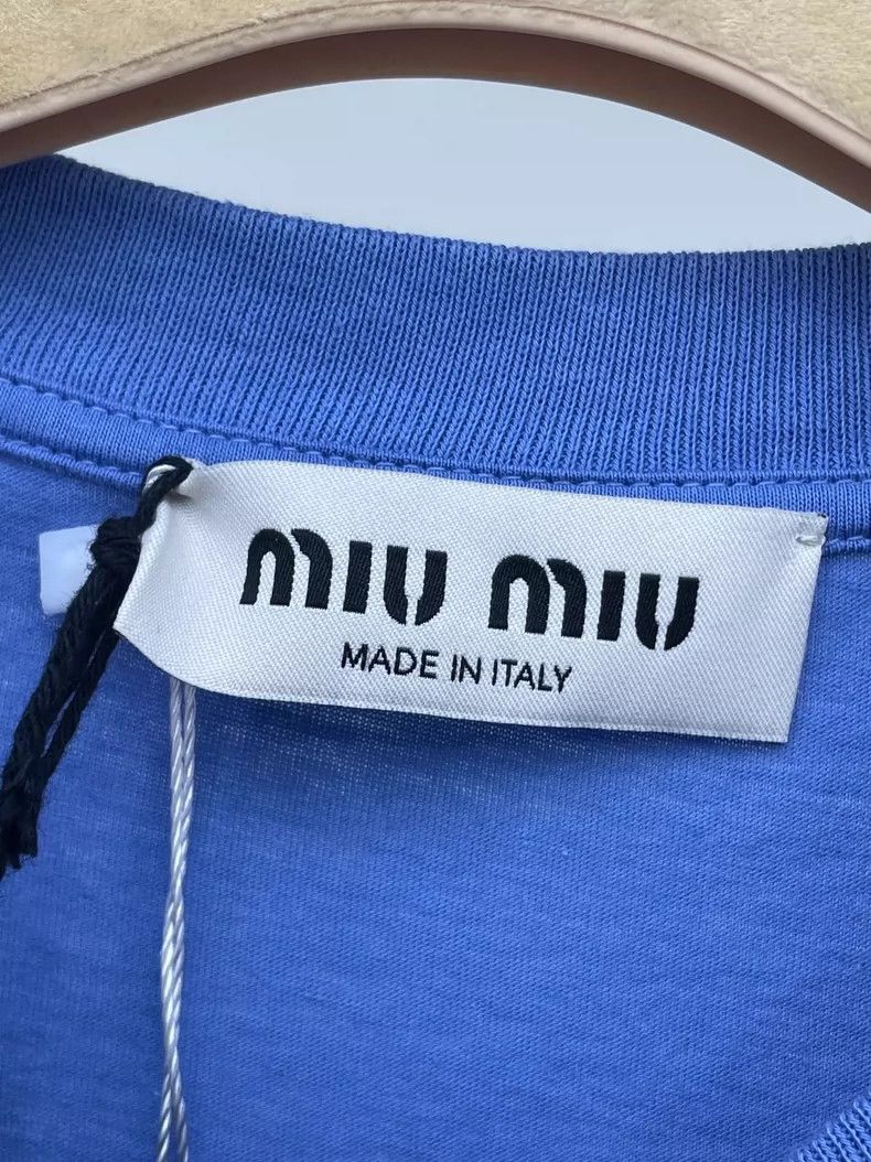 Miu Miu Miu Miu Blue Embroidered Long Sleeve T-shirt Size XS / US 0-2 / IT 36-38 - 4 Thumbnail