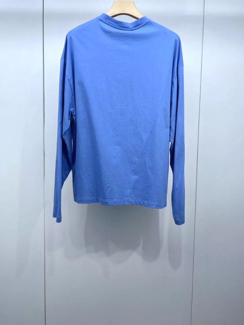 Miu Miu Miu Miu Blue Embroidered Long Sleeve T-shirt Size XS / US 0-2 / IT 36-38 - 2 Thumbnail