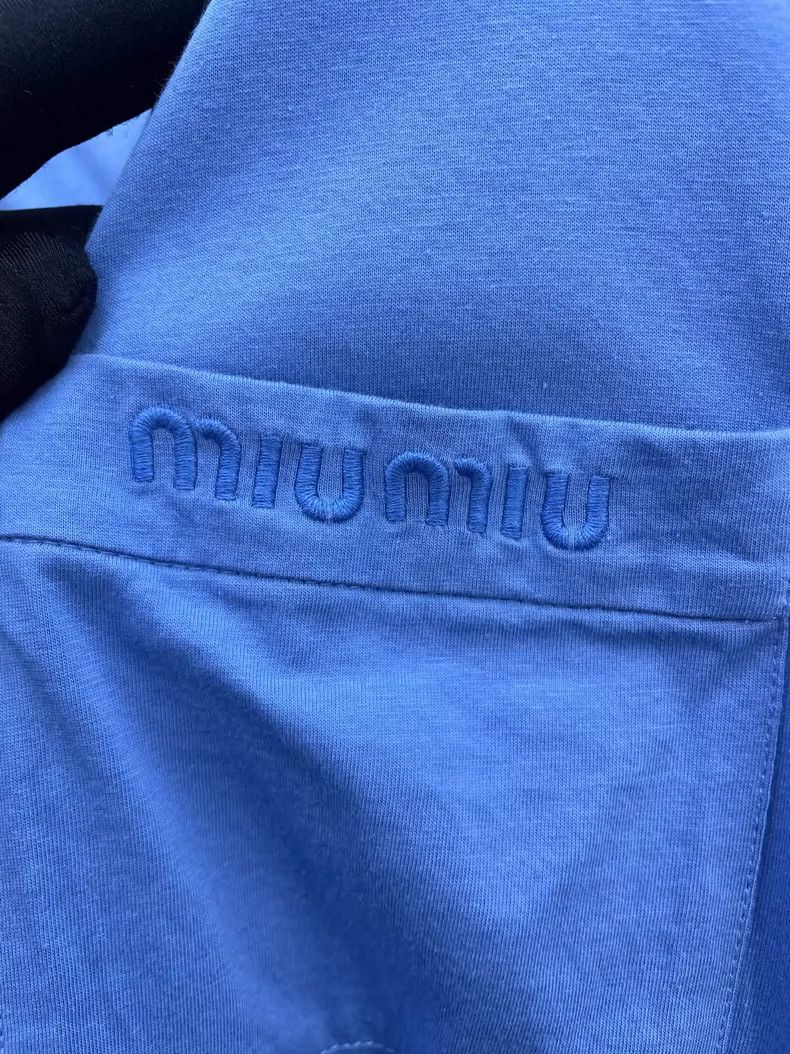 Miu Miu Miu Miu Blue Embroidered Long Sleeve T-shirt Size XS / US 0-2 / IT 36-38 - 3 Thumbnail