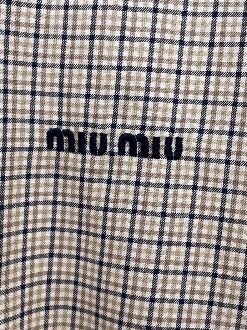 Prada Miu Miu Checkered Long Sleeve Shirt Size S / US 4 / IT 40 - 3 Thumbnail