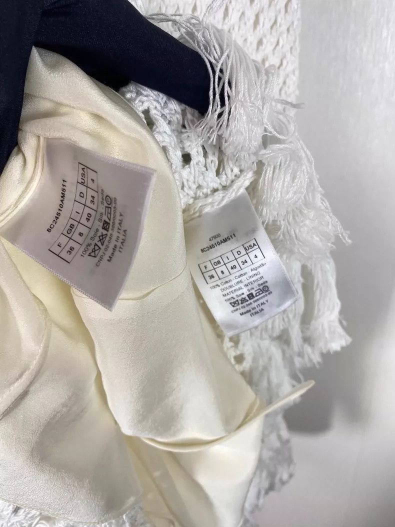 Dior White Cutout Fringed Top with Silk Lining Size S / US 4 / IT 40 - 3 Thumbnail
