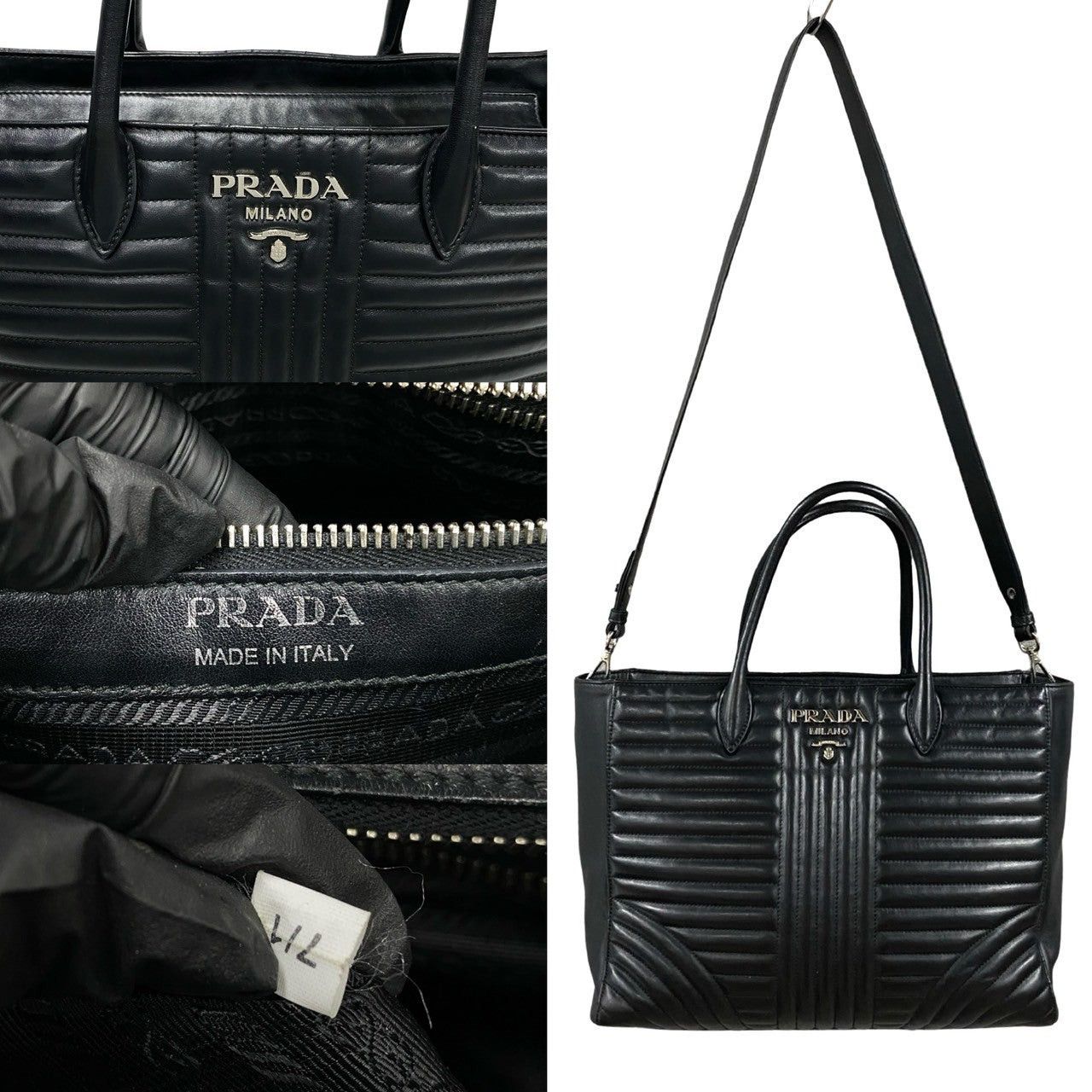 Prada Prada Shoulder Bag Black Leather Size ONE SIZE - 3 Thumbnail