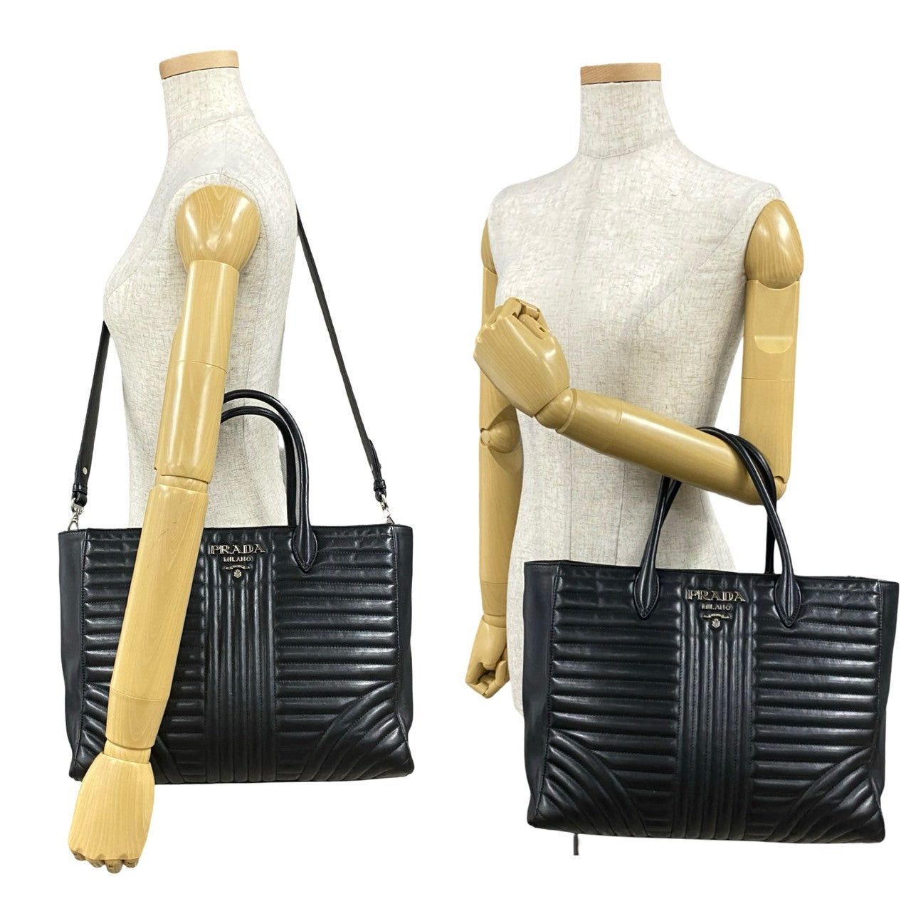Prada Prada Shoulder Bag Black Leather Size ONE SIZE - 2 Thumbnail