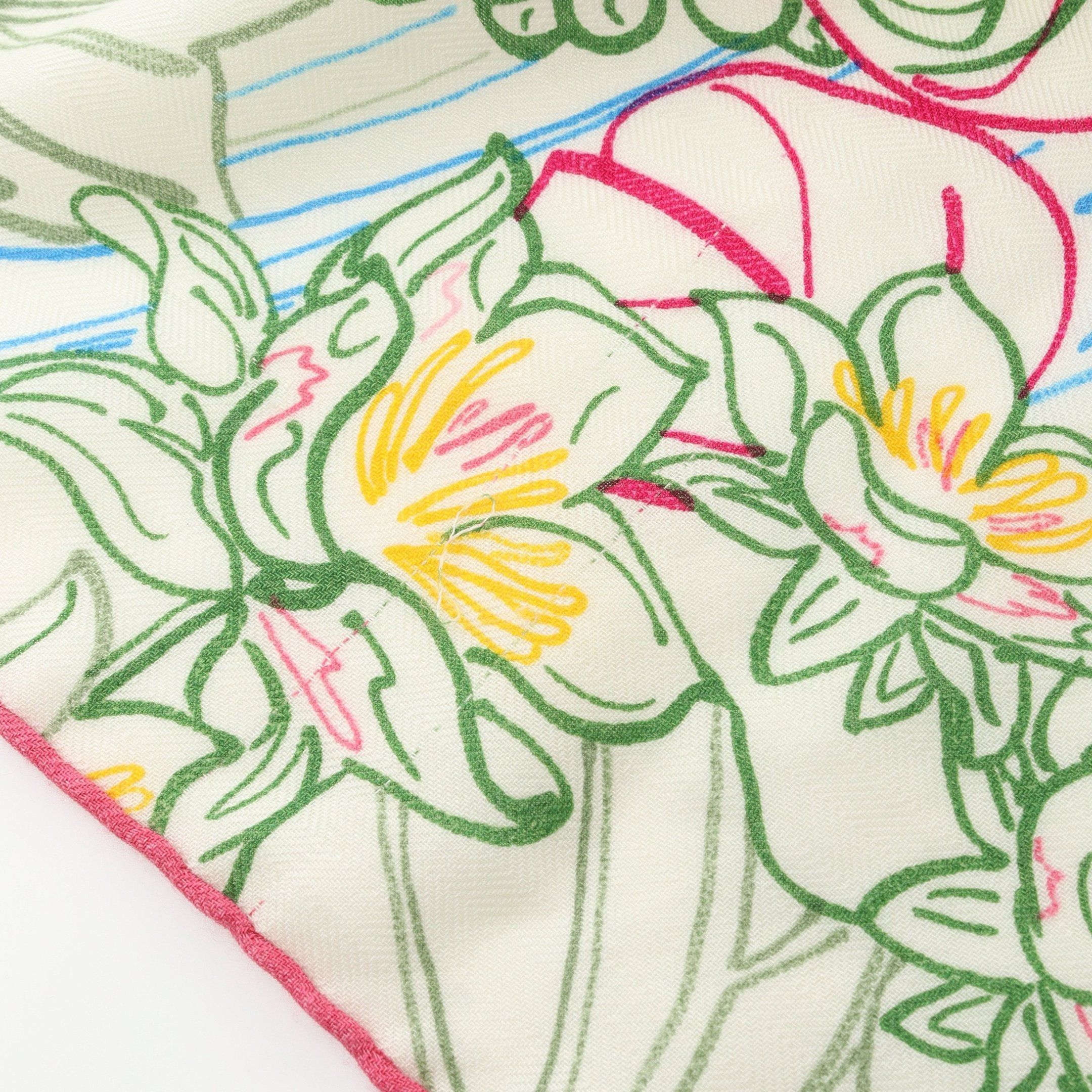 Hermes Hermes Triangle Geant Flamingo Party Coloriage Scarf Cashmere Silk Light Beige Multicolor Size ONE SIZE - 4 Thumbnail