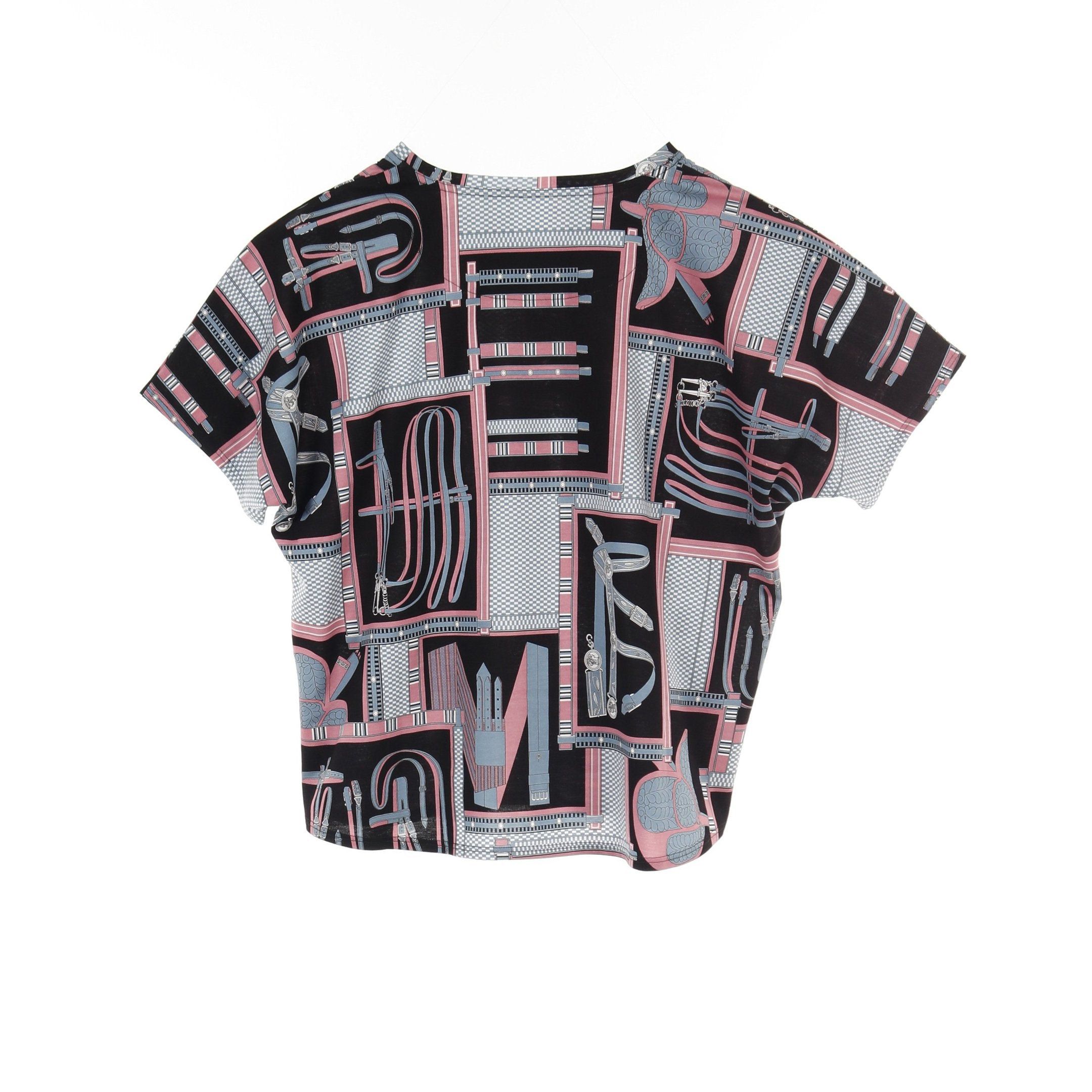 Hermes Hermes Lettres Equestres T-Shirt Cotton Black Pink Blue Size ONE SIZE - 2 Thumbnail
